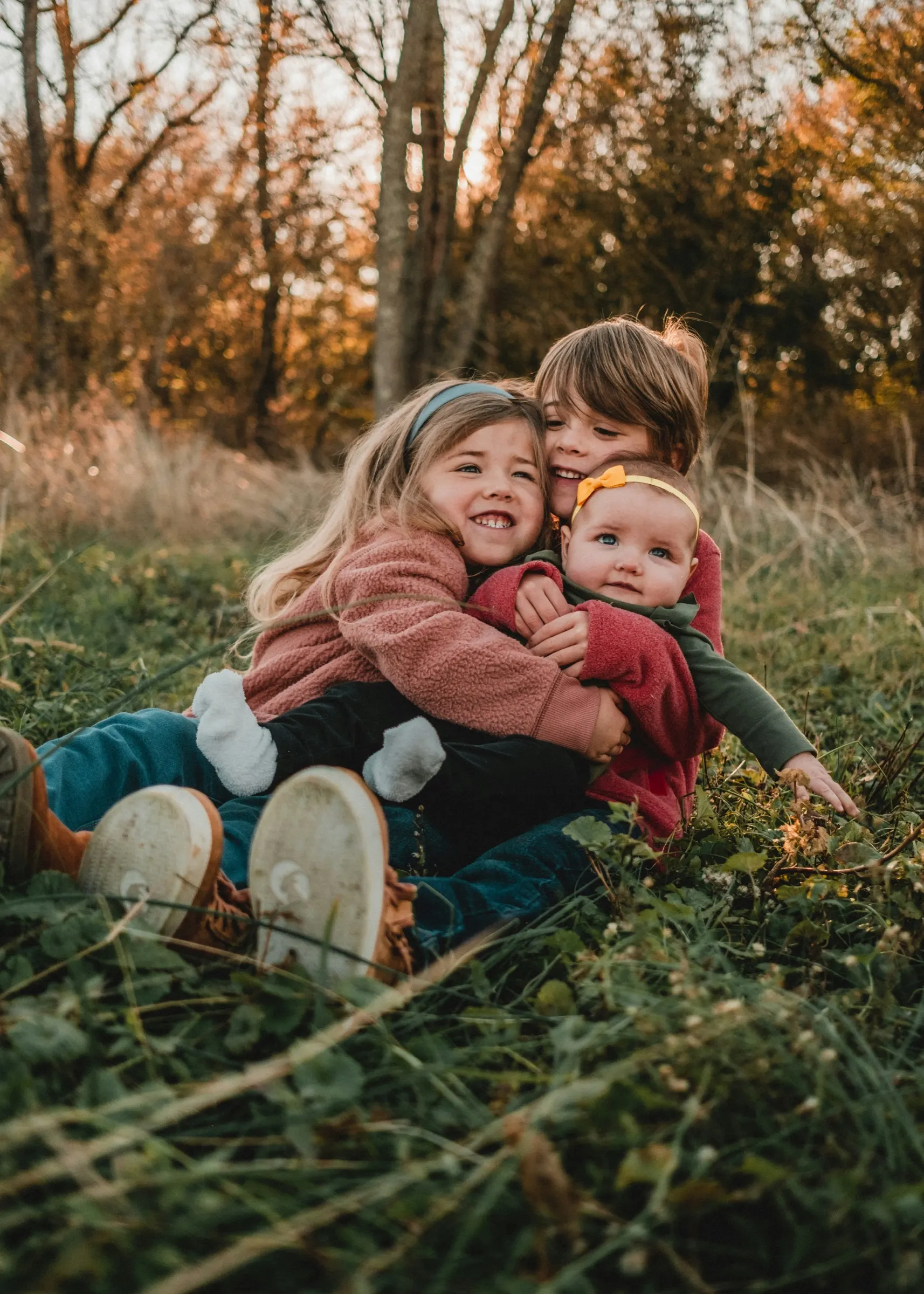 Family in a warm, sunlit setting